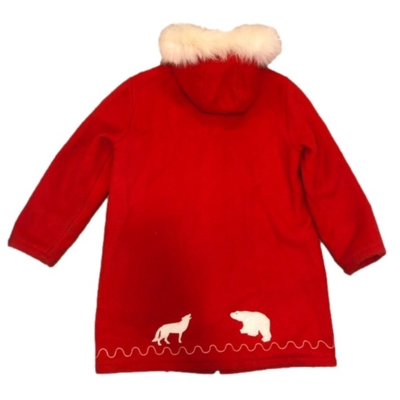 VTG Kelsey Trail Inuvik Red Virgin Wool Coat w Embroiderd Outer Shell Sz 19 / XL - Picture 4 of 13